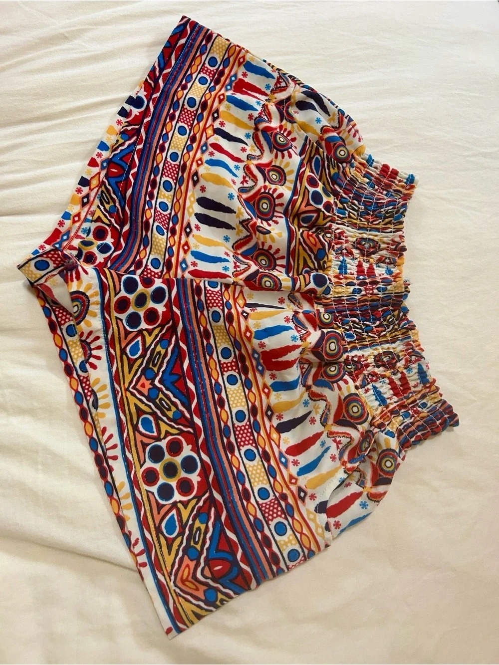 Threads 4 Thought Boho Tribal Geometric Smocked Shorts Eco Friendly L